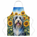 Bearded Collie in Sunflowers Apron Cooking Kitchen Server Baking Crafts Gardening for Adult Women Men, Unisex, Large, Multicolor