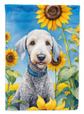 Bedlington Terrier in Sunflowers House Flag 28x40 Porch Sleeve Pole Decorative Outside Yard Banner Artwork Wall Hanging, Polyester