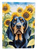 Black and Tan Coonhound in Sunflowers House Flag 28x40 Porch Sleeve Pole Decorative Outside Yard Banner Artwork Wall Hanging, Polyester