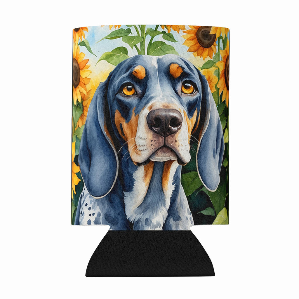 Bluetick Coonhound in Sunflowers Can or Bottle Hugger Cooler Sleeve for Standard 12 oz Cans, Insulated Foam Beer & Soda Can Hugger Reusable