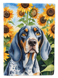 Bluetick Coonhound in Sunflowers House Flag 28x40 Porch Sleeve Pole Decorative Outside Yard Banner Artwork Wall Hanging, Polyester