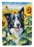 Border Collie in Sunflowers House Flag 28x40 Porch Sleeve Pole Decorative Outside Yard Banner Artwork Wall Hanging, Polyester