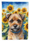 Border Terrier in Sunflowers House Flag 28x40 Porch Sleeve Pole Decorative Outside Yard Banner Artwork Wall Hanging, Polyester