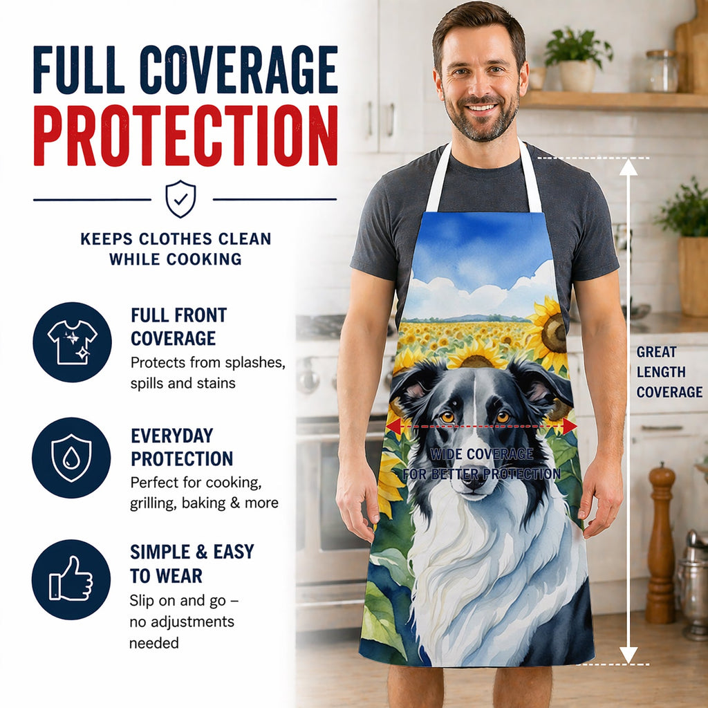 Borzoi in Sunflowers Apron Cooking Kitchen Server Baking Crafts Gardening for Adult Women Men, Unisex, Large, Multicolor