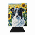 Borzoi in Sunflowers Can or Bottle Hugger Cooler Sleeve for Standard 12 oz Cans, Insulated Foam Beer & Soda Can Hugger Reusable