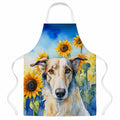 Borzoi in Sunflowers Apron Cooking Kitchen Server Baking Crafts Gardening for Adult Women Men, Unisex, Large, Multicolor