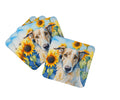Borzoi in Sunflowers Foam Coasters Set of 4 Cup Coasters for Indoor Outdoor, Tabletop Protection, Anti Slip, Mouse pad Material