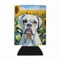 Boxer in Sunflowers Can or Bottle Hugger Cooler Sleeve for Standard 12 oz Cans, Insulated Foam Beer & Soda Can Hugger Reusable