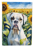 Boxer in Sunflowers House Flag 28x40 Porch Sleeve Pole Decorative Outside Yard Banner Artwork Wall Hanging, Polyester