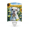 Boxer in Sunflowers Ceramic Night Light Compact, UL-Certified, Ideal for Bedroom, Bathroom, Nursery, Hallway, Kitchen, 6x4x3, Multicolor