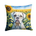 Boxer in Sunflowers Decorative Throw Pillow 14x14 Indoor Outdoor Accent Cushion, Fabric Cover with Insert for Sofa, Bed, Porch & Living Room