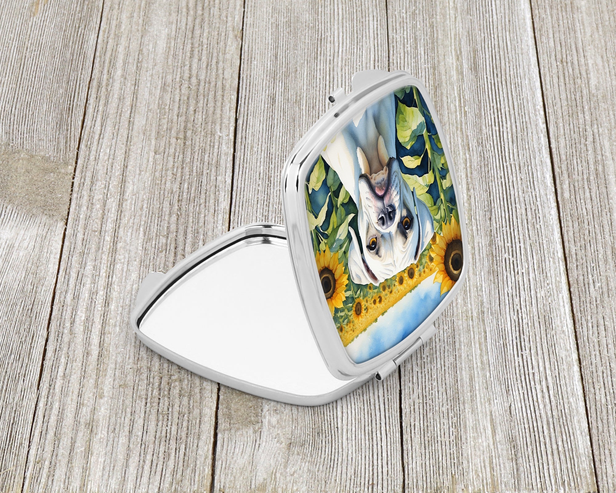 Boxer in Sunflowers Compact Mirror Decorative Travel Makeup Mirror for Women Girls Gifts Pocket Makeup Mirror Folding Handheld