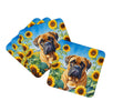 Bullmastiff in Sunflowers Foam Coasters Set of 4 Cup Coasters for Indoor Outdoor, Tabletop Protection, Anti Slip, Mouse pad Material
