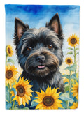 Cairn Terrier in Sunflowers House Flag 28x40 Porch Sleeve Pole Decorative Outside Yard Banner Artwork Wall Hanging, Polyester