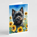 Cairn Terrier in Sunflowers Greeting Cards Pack of 8 Blank Cards with Envelopes Whimsical A7 Size 5x7