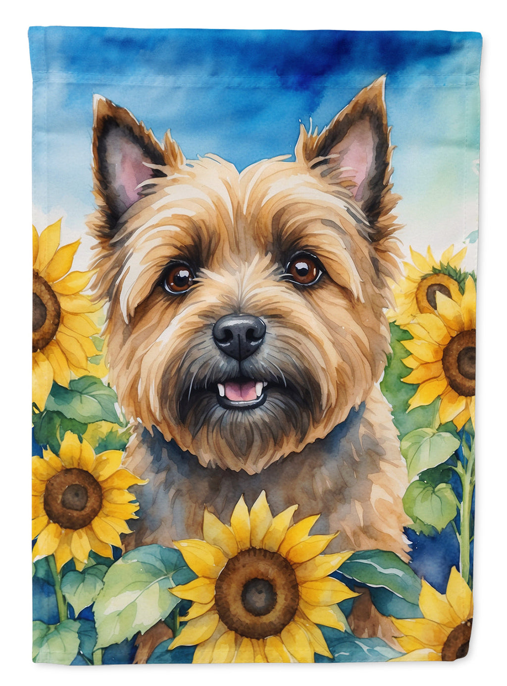 Cairn Terrier in Sunflowers House Flag 28x40 Porch Sleeve Pole Decorative Outside Yard Banner Artwork Wall Hanging, Polyester