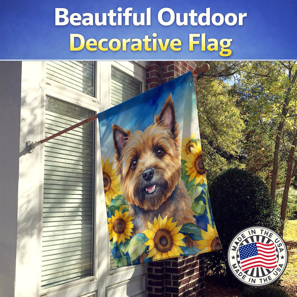 Cairn Terrier in Sunflowers House Flag 28x40 Porch Sleeve Pole Decorative Outside Yard Banner Artwork Wall Hanging, Polyester
