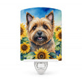 Cairn Terrier in Sunflowers Ceramic Night Light Compact, UL-Certified, Ideal for Bedroom, Bathroom, Nursery, Hallway, Kitchen, 6x4x3, Multicolor