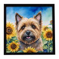 Cairn Terrier in Sunflowers Framed Metal Print Bathroom, Kitchen, Office, Home Decor Wall Art Ready to Hang, Square, 8X8