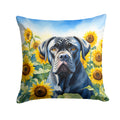 Cane Corso in Sunflowers Decorative Throw Pillow 18x18 Indoor Outdoor Accent Cushion, Fabric Cover with Insert for Sofa, Bed, Porch & Living Room