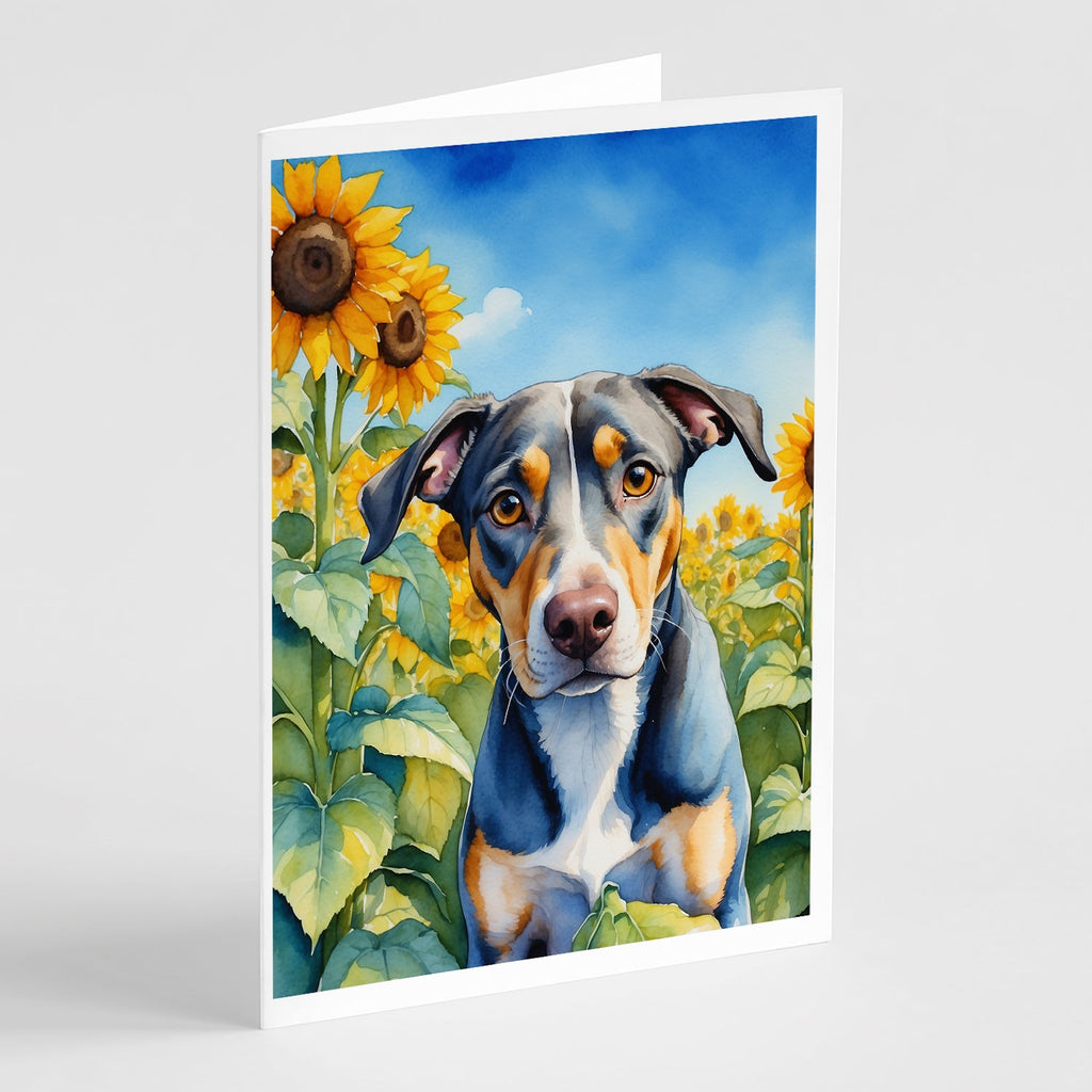 Catahoula in Sunflowers Greeting Cards Pack of 8 Blank Cards with Envelopes Whimsical A7 Size 5x7