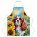 Cavalier Spaniel in Sunflowers Apron Cooking Kitchen Server Baking Crafts Gardening for Adult Women Men, Unisex, Large, Multicolor