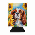 Cavalier Spaniel in Sunflowers Can or Bottle Hugger Cooler Sleeve for Standard 12 oz Cans, Insulated Foam Beer & Soda Can Hugger Reusable