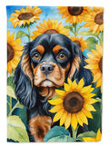 Cavalier Spaniel in Sunflowers House Flag 28x40 Porch Sleeve Pole Decorative Outside Yard Banner Artwork Wall Hanging, Polyester