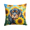 Cavalier Spaniel in Sunflowers Decorative Throw Pillow 14x14 Indoor Outdoor Accent Cushion, Fabric Cover with Insert for Sofa, Bed, Porch & Living Room