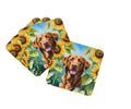 Chesapeake Bay Retriever in Sunflowers Foam Coasters Set of 4 Cup Coasters for Indoor Outdoor, Tabletop Protection, Anti Slip, Mouse pad Material