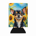 Chihuahua in Sunflowers Can or Bottle Hugger Cooler Sleeve for Standard 12 oz Cans, Insulated Foam Beer & Soda Can Hugger Reusable