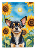 Chihuahua in Sunflowers House Flag 28x40 Porch Sleeve Pole Decorative Outside Yard Banner Artwork Wall Hanging, Polyester