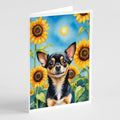Chihuahua in Sunflowers Greeting Cards Pack of 8 Blank Cards with Envelopes Whimsical A7 Size 5x7