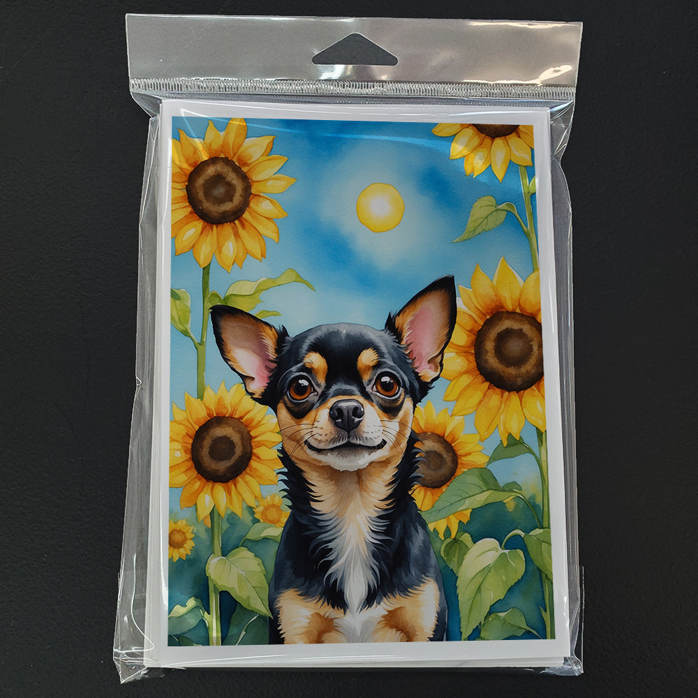Chihuahua in Sunflowers Greeting Cards Pack of 8 Blank Cards with Envelopes Whimsical A7 Size 5x7