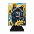 Chow Chow in Sunflowers Can or Bottle Hugger Cooler Sleeve for Standard 12 oz Cans, Insulated Foam Beer & Soda Can Hugger Reusable