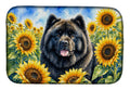 Chow Chow in Sunflowers Dish Drying Mat Absorbent Dish Drying Mat Pad for Kitchen Counter Dish Drainer Mat for Countertop, 14 x 21", Multicolor
