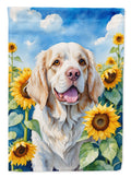 Clumber Spaniel in Sunflowers House Flag 28x40 Porch Sleeve Pole Decorative Outside Yard Banner Artwork Wall Hanging, Polyester