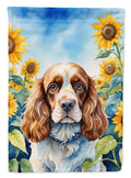 Cocker Spaniel in Sunflowers House Flag 28x40 Porch Sleeve Pole Decorative Outside Yard Banner Artwork Wall Hanging, Polyester