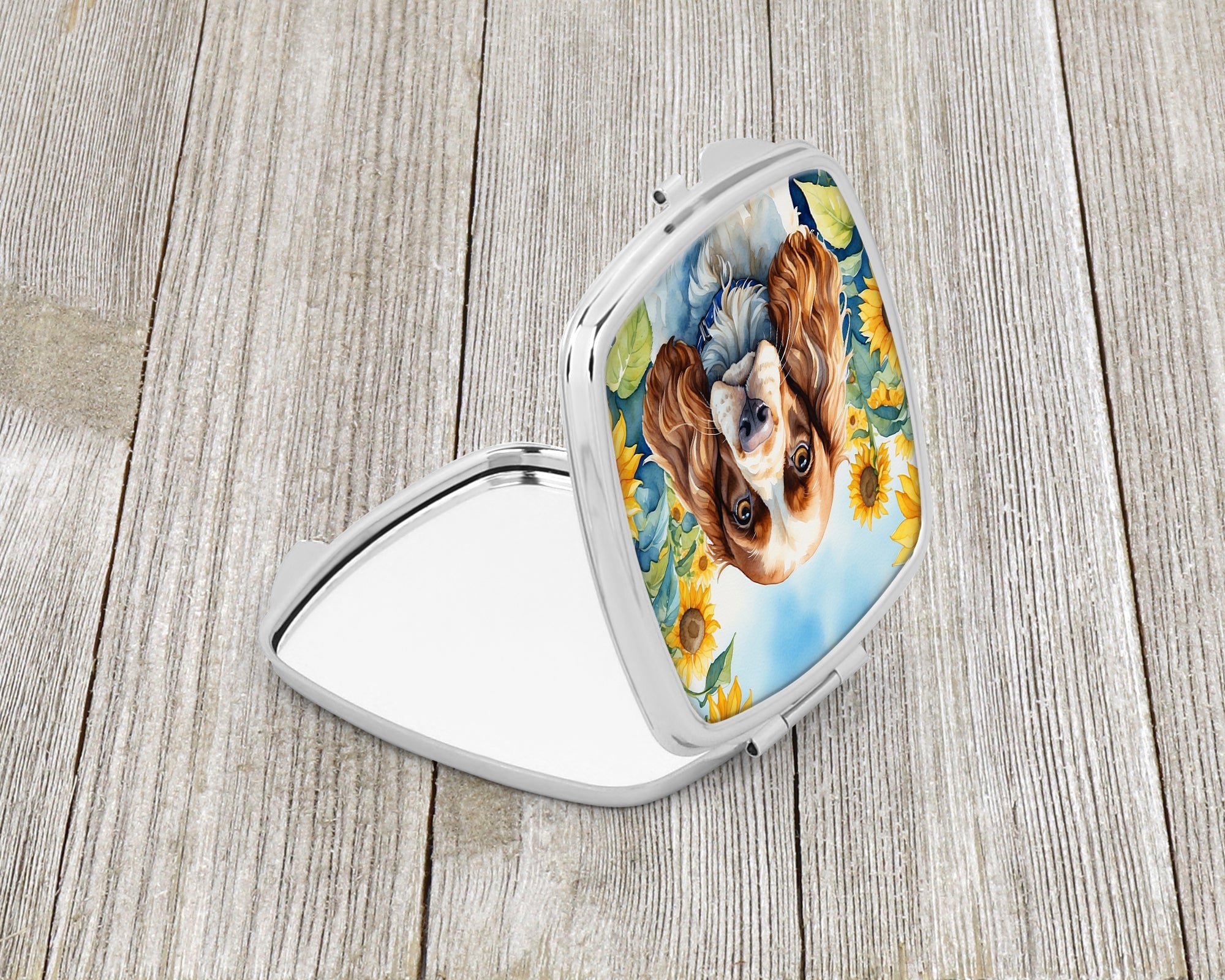 Cocker Spaniel in Sunflowers Compact Mirror Decorative Travel Makeup Mirror for Women Girls Gifts Pocket Makeup Mirror Folding Handheld