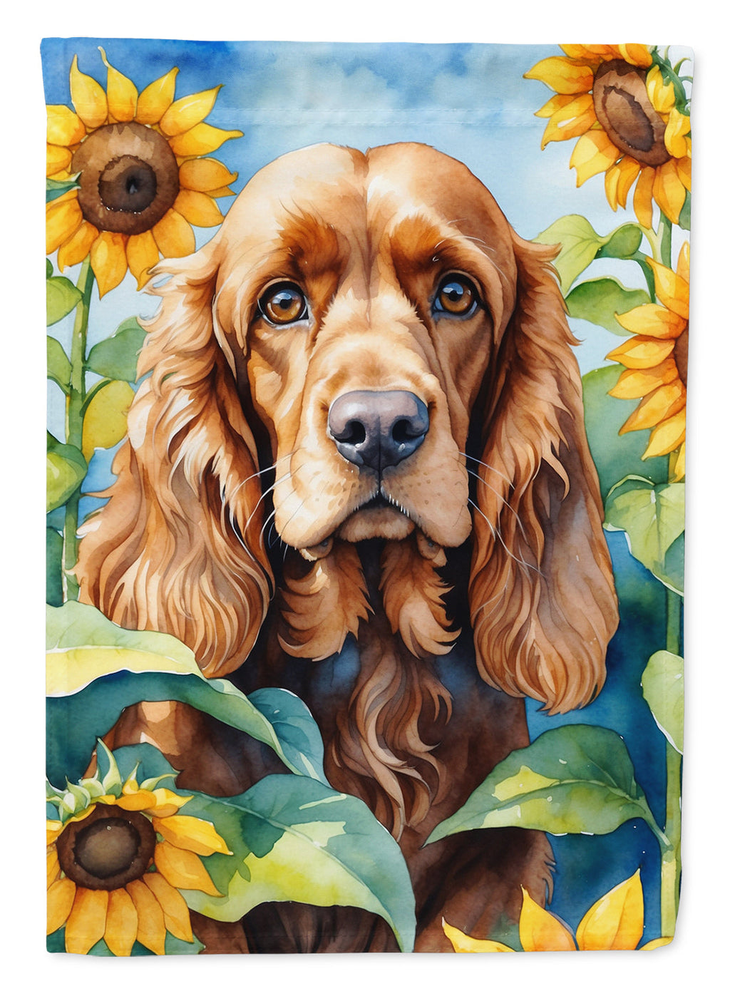 Cocker Spaniel in Sunflowers House Flag 28x40 Porch Sleeve Pole Decorative Outside Yard Banner Artwork Wall Hanging, Polyester