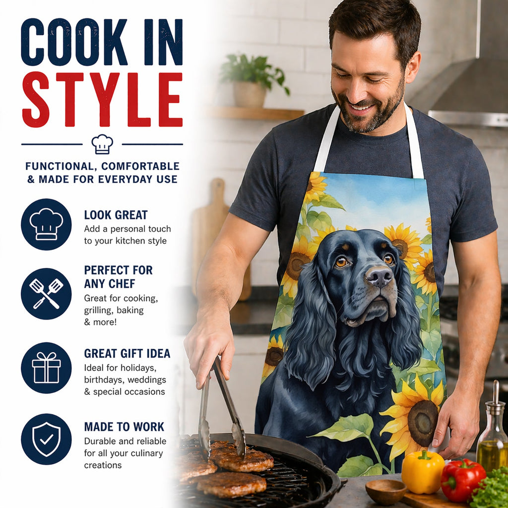 Cocker Spaniel in Sunflowers Apron Cooking Kitchen Server Baking Crafts Gardening for Adult Women Men, Unisex, Large, Multicolor