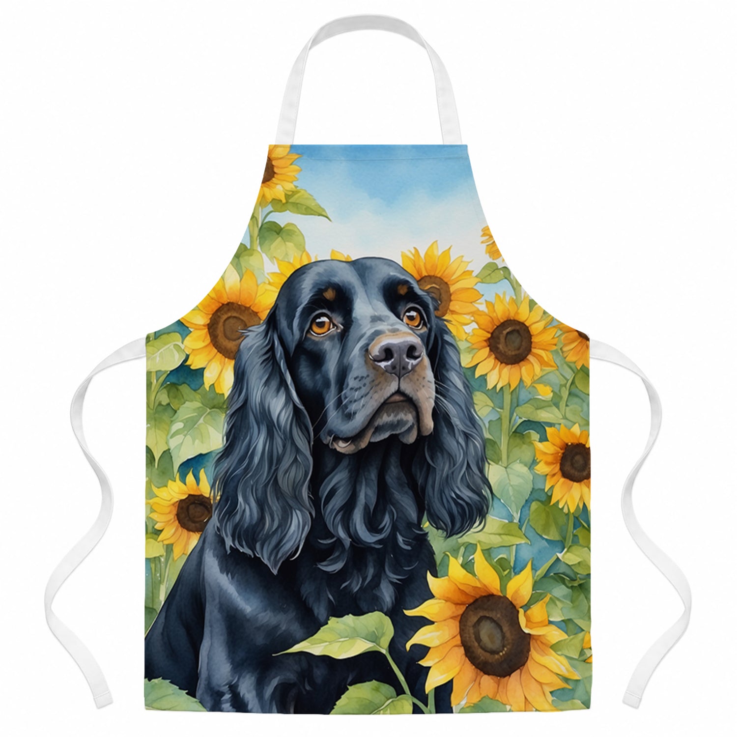 Cocker Spaniel in Sunflowers Apron Cooking Kitchen Server Baking Crafts Gardening for Adult Women Men, Unisex, Large, Multicolor