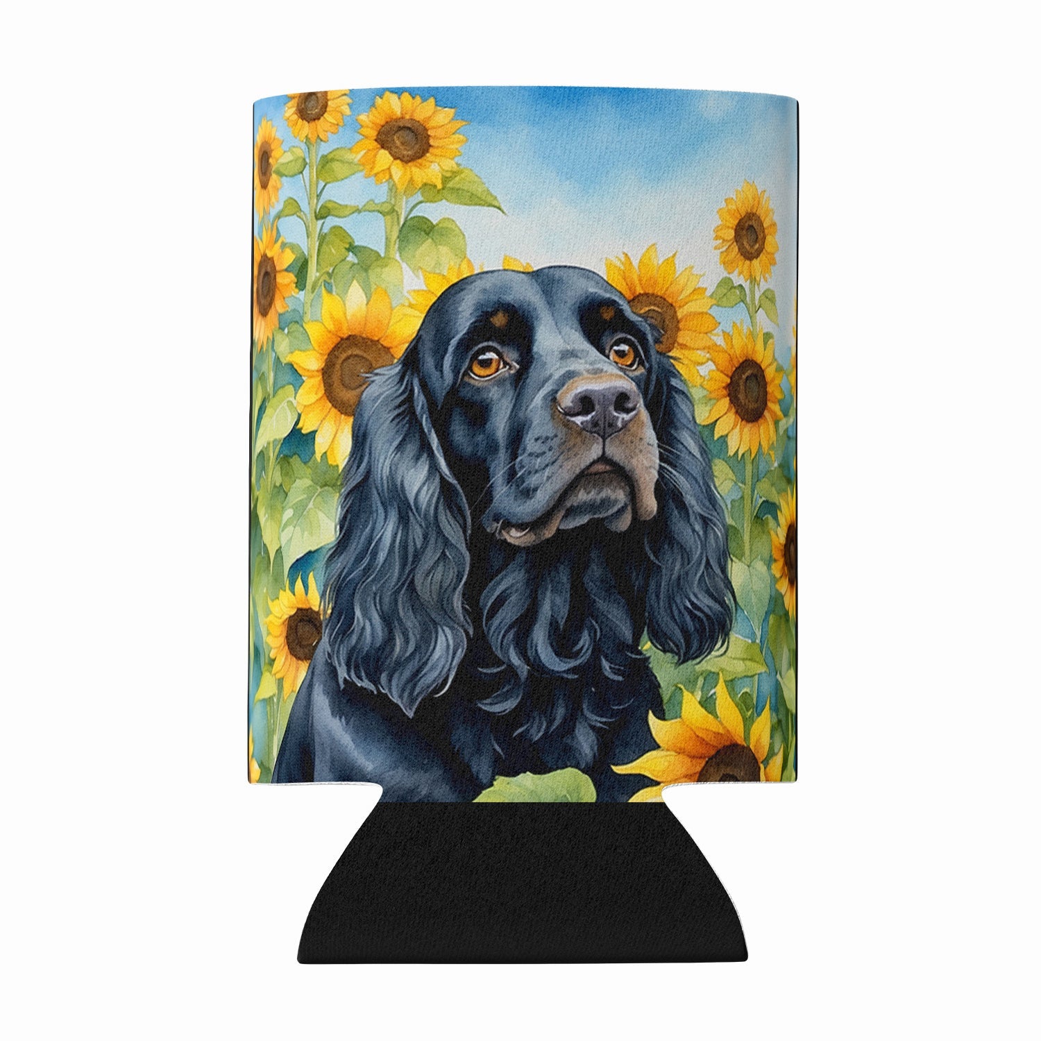 Cocker Spaniel in Sunflowers Can or Bottle Hugger Cooler Sleeve for Standard 12 oz Cans, Insulated Foam Beer & Soda Can Hugger Reusable