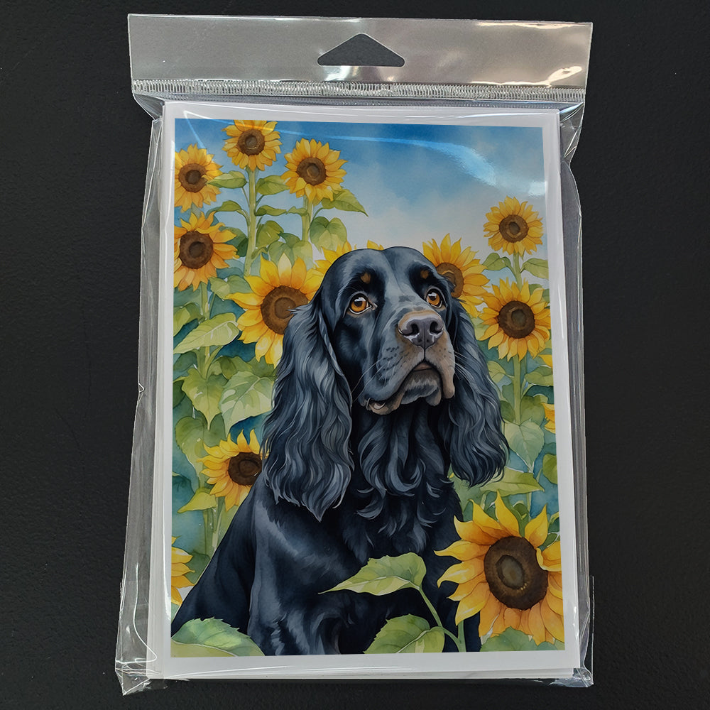 Cocker Spaniel in Sunflowers Greeting Cards Pack of 8 Blank Cards with Envelopes Whimsical A7 Size 5x7
