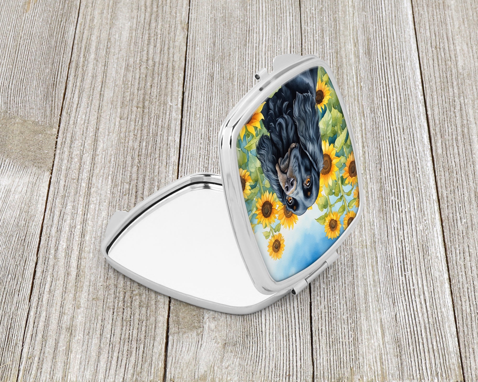 Cocker Spaniel in Sunflowers Compact Mirror Decorative Travel Makeup Mirror for Women Girls Gifts Pocket Makeup Mirror Folding Handheld