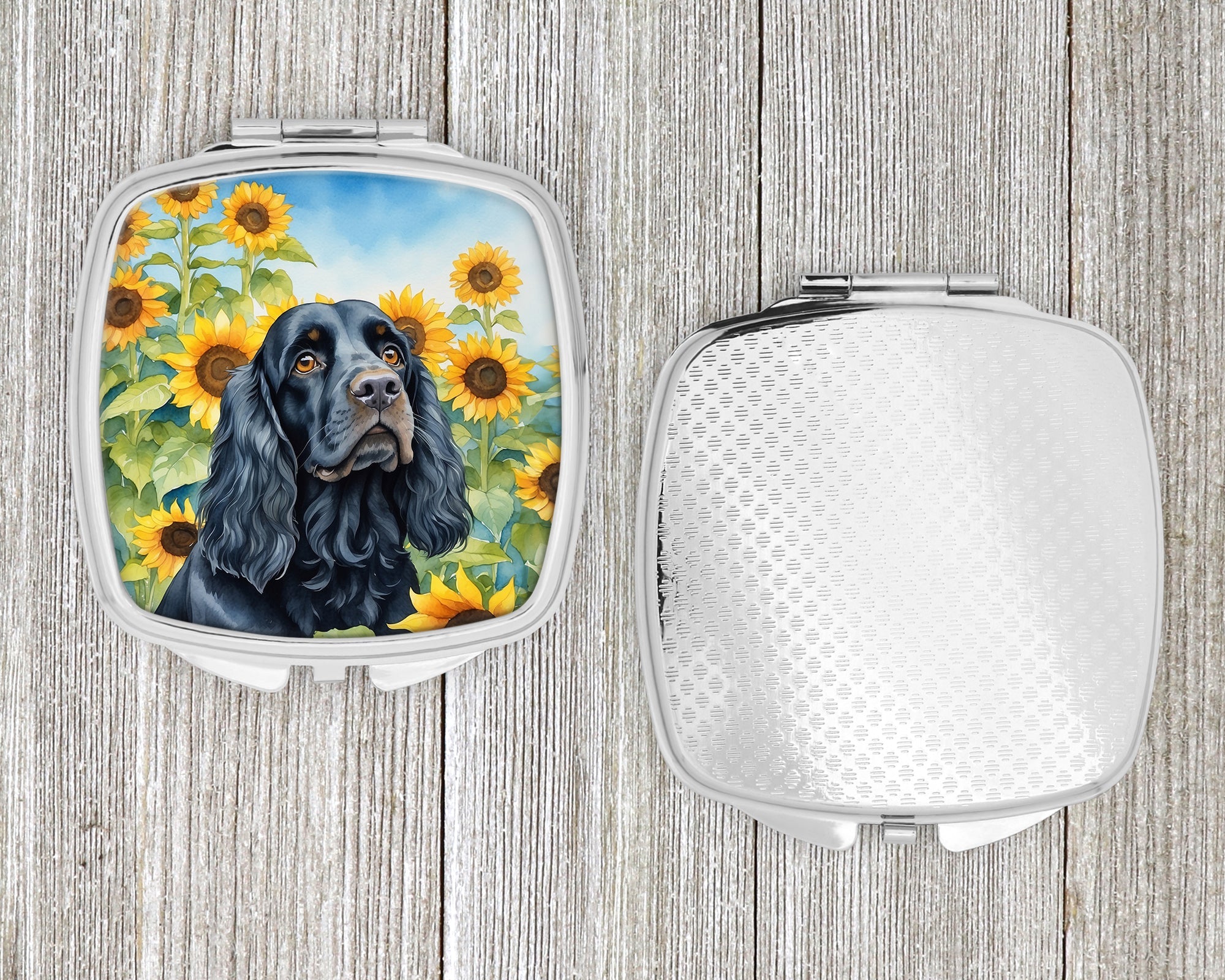 Cocker Spaniel in Sunflowers Compact Mirror Decorative Travel Makeup Mirror for Women Girls Gifts Pocket Makeup Mirror Folding Handheld