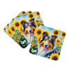Collie in Sunflowers Foam Coasters Set of 4 Cup Coasters for Indoor Outdoor, Tabletop Protection, Anti Slip, Mouse pad Material