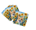 Corgi in Sunflowers Foam Coasters Set of 4 Cup Coasters for Indoor Outdoor, Tabletop Protection, Anti Slip, Mouse pad Material
