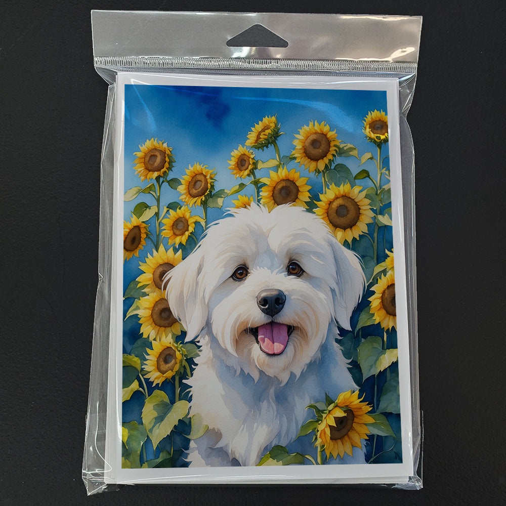 Coton de Tulear in Sunflowers Greeting Cards Pack of 8 Blank Cards with Envelopes Whimsical A7 Size 5x7