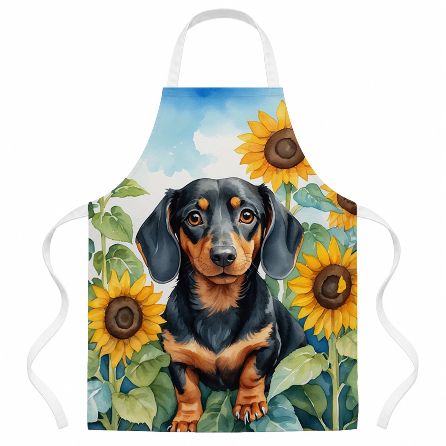 Dachshund in Sunflowers Apron Cooking Kitchen Server Baking Crafts Gardening for Adult Women Men, Unisex, Large, Multicolor